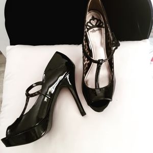 Fergalicious Black Excite T Strap Heels